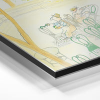 Gros plan du relief : la surépaisseur d'encre en lumière rasante sur aluminium Dibond.