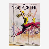 Couverture de magazine The New Yorker d'octobre 1955 représentant une danseuse de cirque en justaucorps jaune et collants.