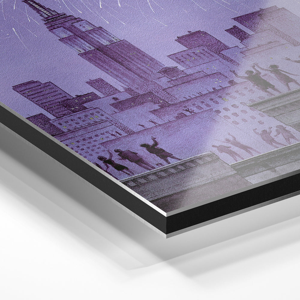 Gros plan du relief : la surépaisseur d'encre en lumière rasante sur aluminium Dibond.