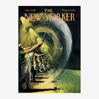 Couverture de magazine The New Yorker de juin 1957 montrant un chef d'orchestre dirigeant des animaux face à un énorme.