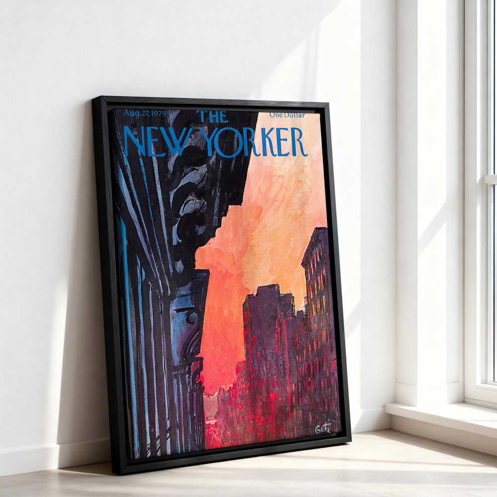 Le tableau accroché en situation dans un intérieur meublé.