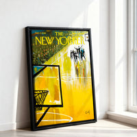 Le tableau accroché en situation dans un intérieur meublé.