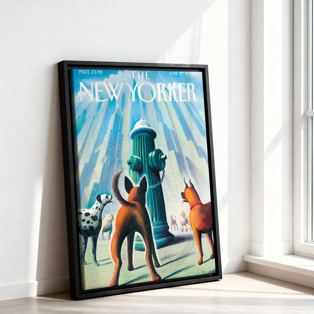 Le tableau accroché en situation dans un intérieur meublé.