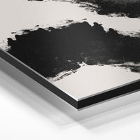 Gros plan de la matière : le tirage contrecollé sur aluminium Dibond mat, tranche visible.