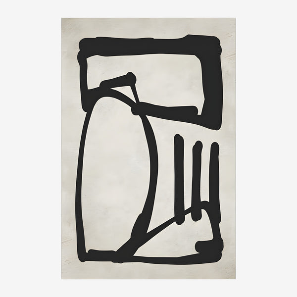 Composition abstraite noir et blanc au trait épais — Toile sur châssis