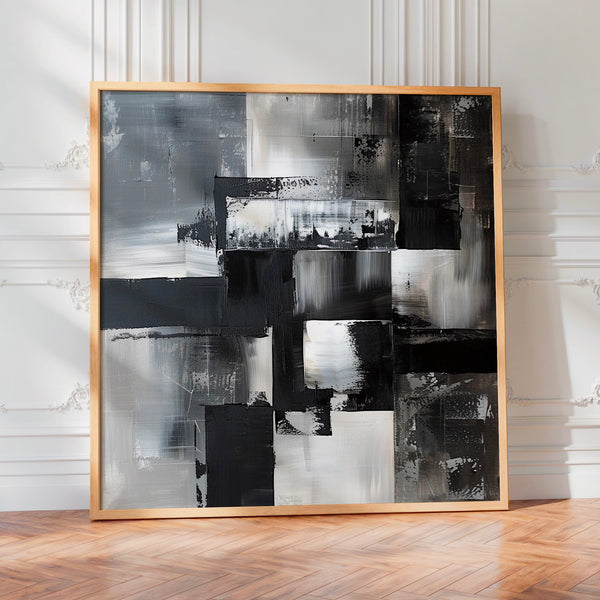 Compositions géométriques noir et blanc abstrait — Poster HP mat
