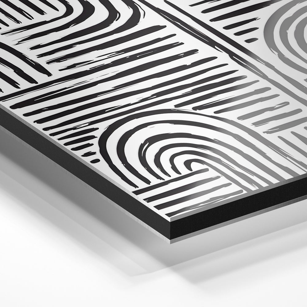 Gros plan du relief : la surépaisseur d'encre en lumière rasante sur aluminium Dibond.