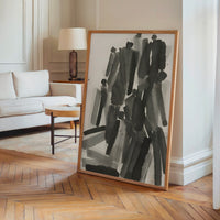Le tableau accroché en situation dans un intérieur meublé.