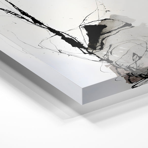 Abstrait noir et blanc aux traits libres — Verre acrylique