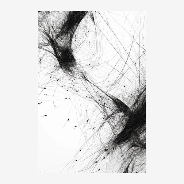 Abstrait noir et blanc : flux linéaire minimaliste — Toile sur châssis
