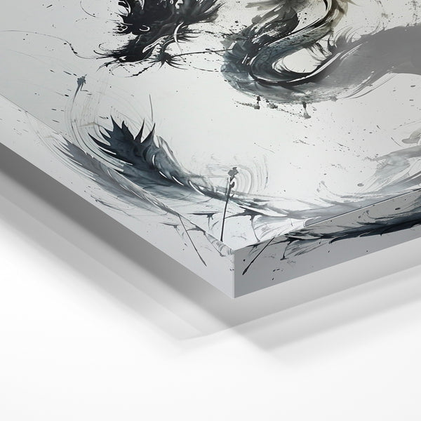 Dragon noir et blanc expressionniste au trait — Verre acrylique