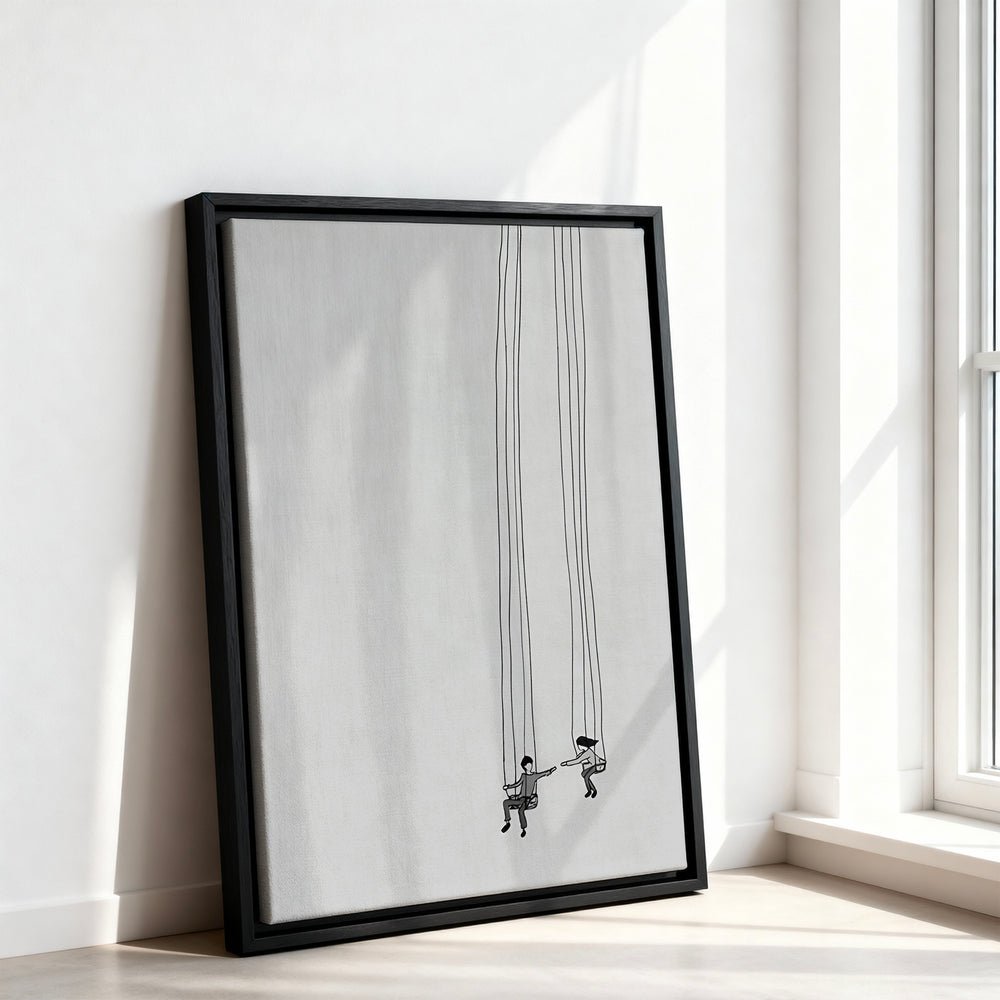 Le tableau accroché en situation dans un intérieur meublé.