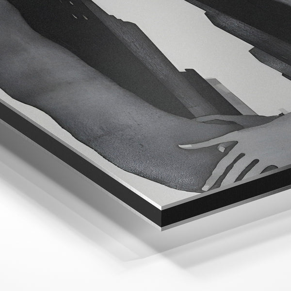 Silhouettes abstraites enlacées noir et blanc — Aluminium Dibond