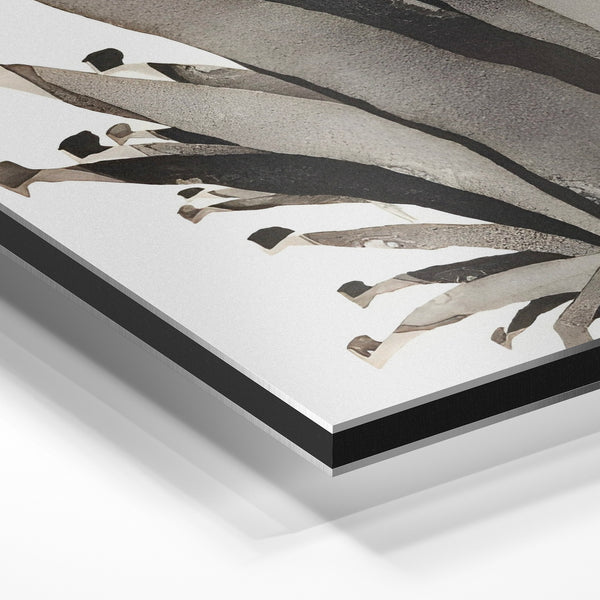 Main déployée abstraite, noir et blanc minimaliste — Aluminium Dibond