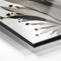 Gros plan du relief : la surépaisseur d'encre en lumière rasante sur aluminium Dibond.