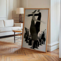 Le tableau accroché en situation dans un intérieur meublé.