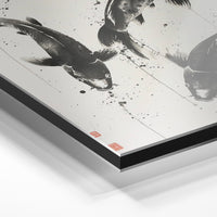 Gros plan du relief : la surépaisseur d'encre en lumière rasante sur aluminium Dibond.