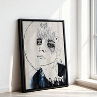 Le tableau accroché en situation dans un intérieur meublé.