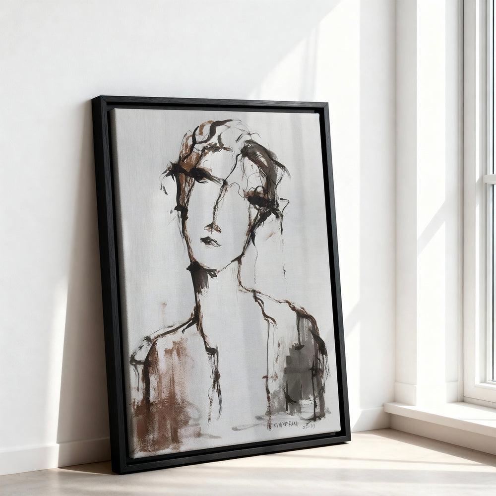 Le tableau accroché en situation dans un intérieur meublé.