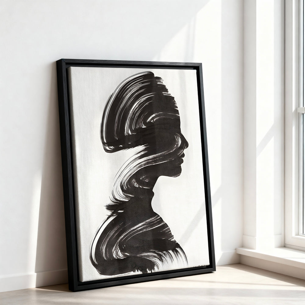 Le tableau accroché en situation dans un intérieur meublé.