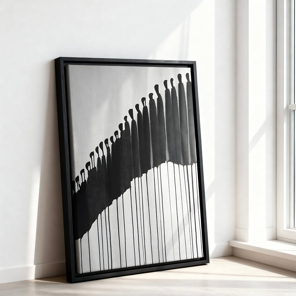Le tableau accroché en situation dans un intérieur meublé.