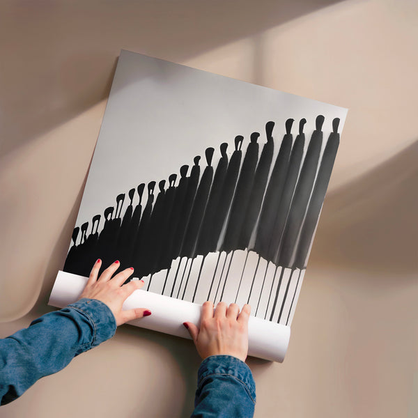 Gradation de silhouettes en noir et blanc — Poster HP mat