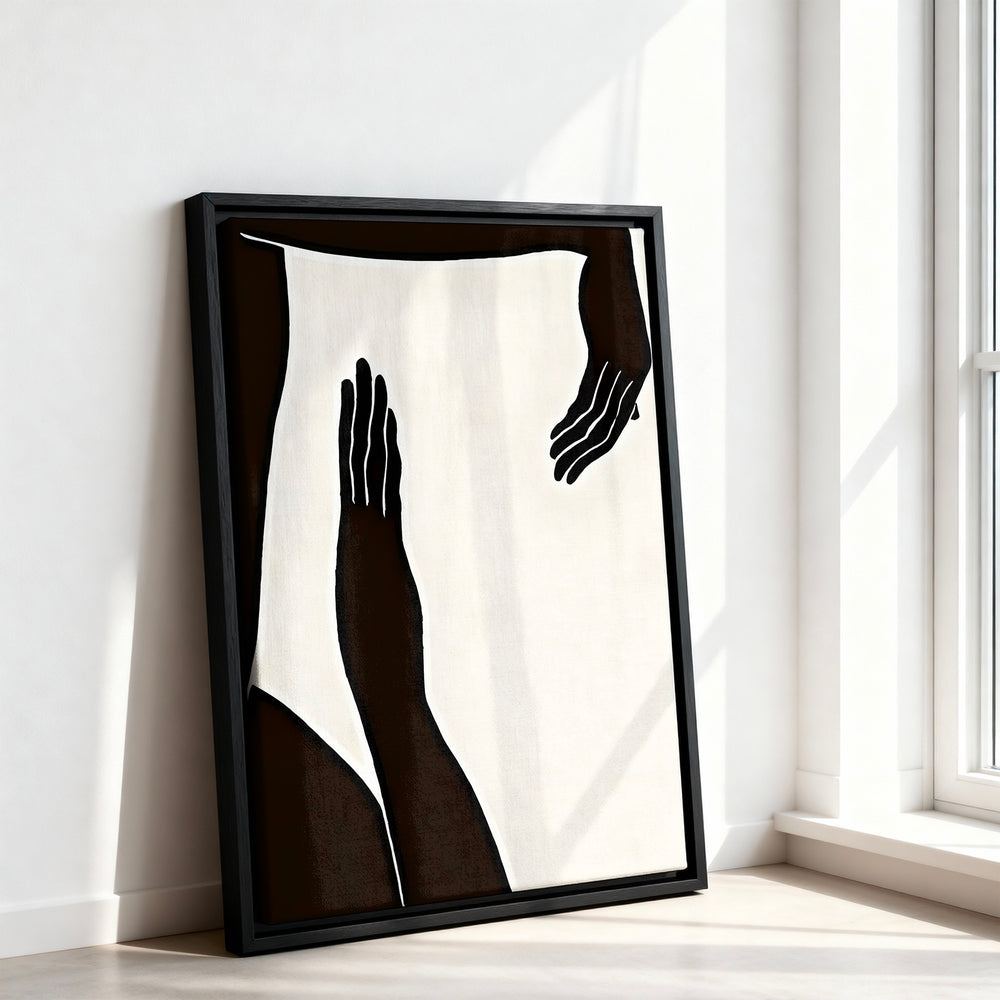 Le tableau accroché en situation dans un intérieur meublé.