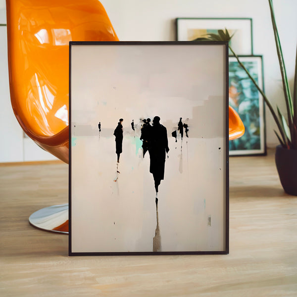Silhouettes urbaines, affiche noir et blanc minimaliste — Poster HP mat