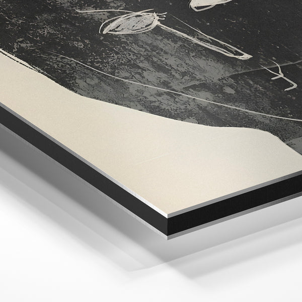 Visage abstrait noir et blanc, ligne minimale — Aluminium Dibond
