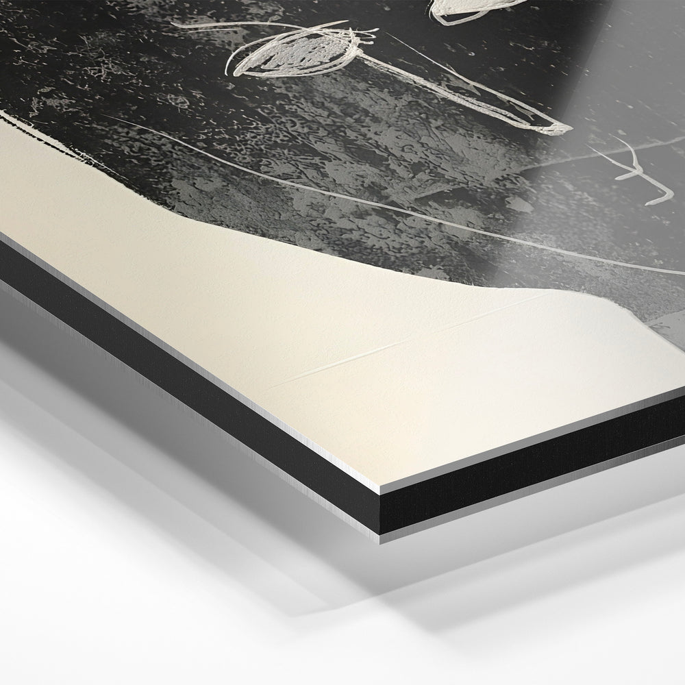 Gros plan du relief : la surépaisseur d'encre en lumière rasante sur aluminium Dibond.