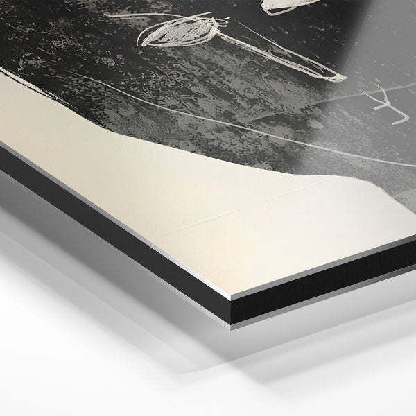 Visage abstrait noir et blanc, ligne minimale — Aluminium Dibond relief 3D
