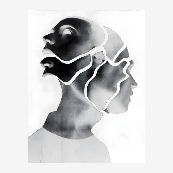 Portrait noir et blanc aux lignes épurées — Toile sur châssis