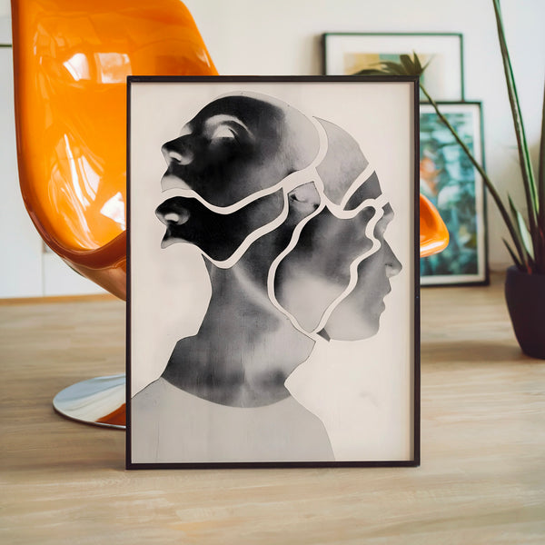 Portrait noir et blanc aux lignes épurées — Poster HP mat