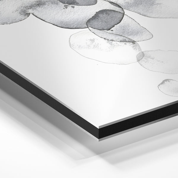 Feuillage en cascade – Noir et blanc minimaliste — Aluminium Dibond relief 3D