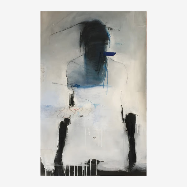 Silhouette abstraite noir et gris minimaliste — Toile sur châssis