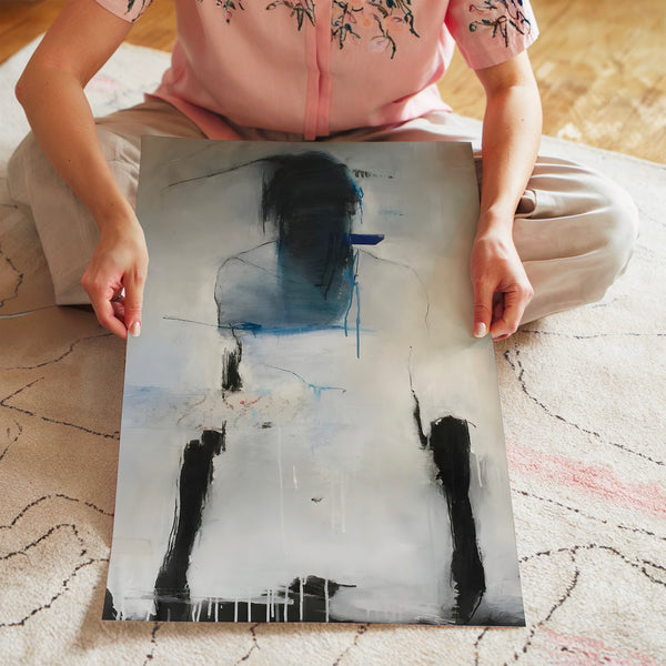 Silhouette abstraite noir et gris minimaliste — Poster HP mat