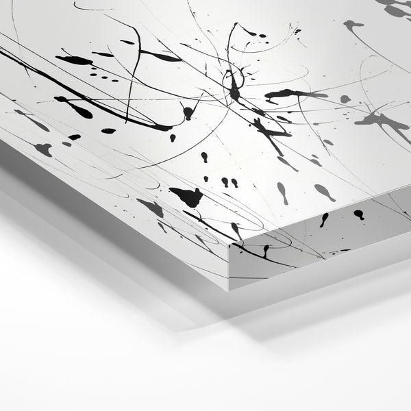 Abstraction minimaliste noir et blanc line art — Verre acrylique