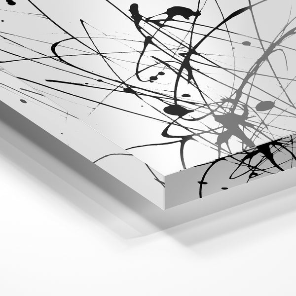 Composition abstraite noir et blanc, lignes épurées — Verre acrylique