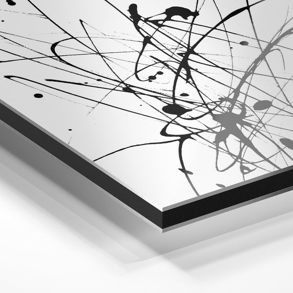 Composition abstraite noir et blanc, lignes épurées — Aluminium Dibond relief 3D