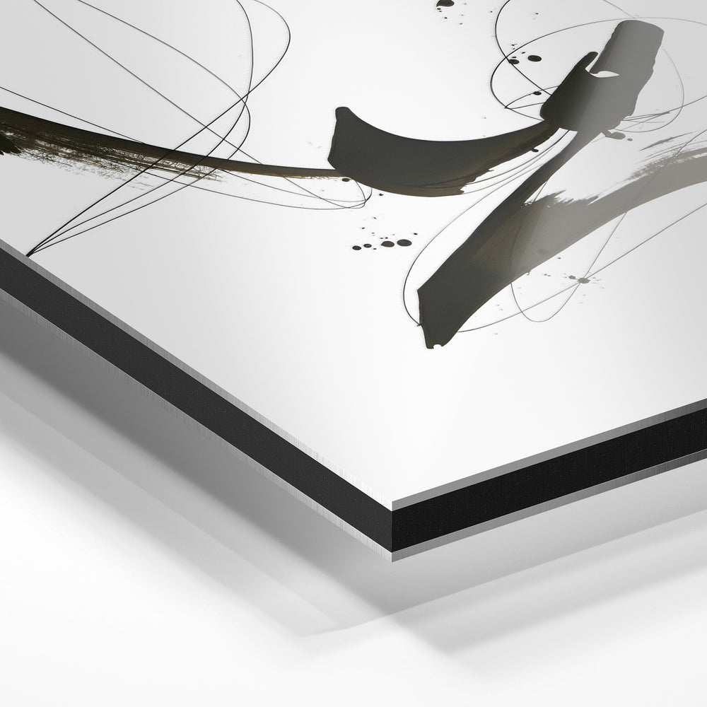 Gros plan du relief : la surépaisseur d'encre en lumière rasante sur aluminium Dibond.