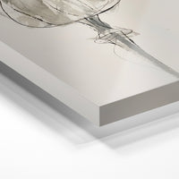 Gros plan de la matière : le tirage sous verre acrylique, tranche transparente visible.