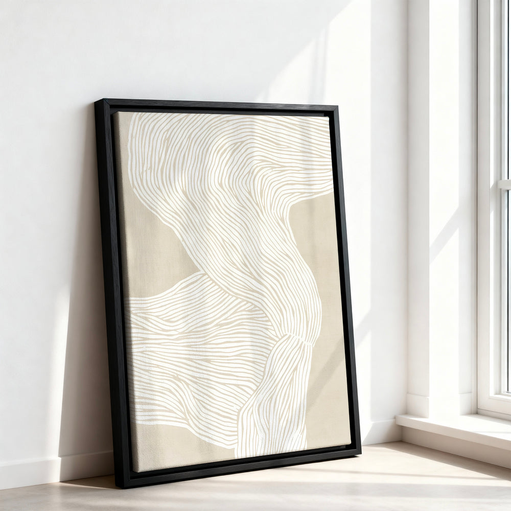 Le tableau accroché en situation dans un intérieur meublé.