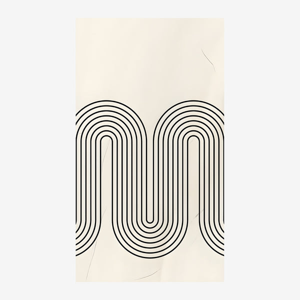 Arcs concentriques minimalistes en noir et beige — Toile sur châssis
