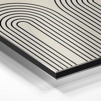 Gros plan de la matière : le tirage contrecollé sur aluminium Dibond mat, tranche visible.