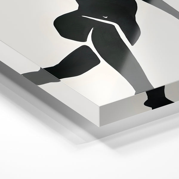 Silhouette allongée, line art noir et beige — Verre acrylique