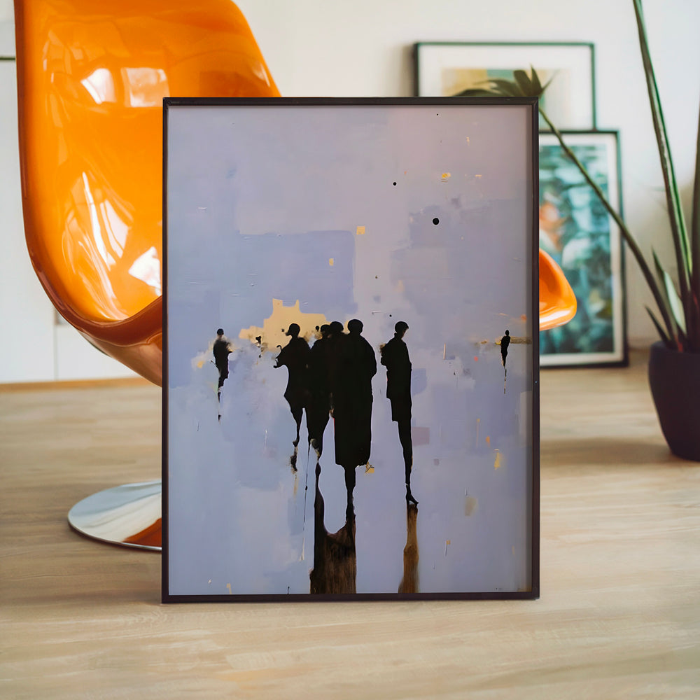Le tableau accroché en situation dans un intérieur meublé.