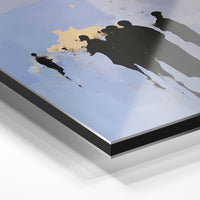Gros plan du relief : la surépaisseur d'encre en lumière rasante sur aluminium Dibond.