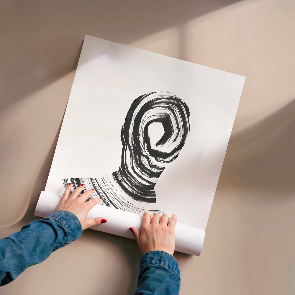L'impression présentée en poster, sans encadrement, sur un mur neutre.
