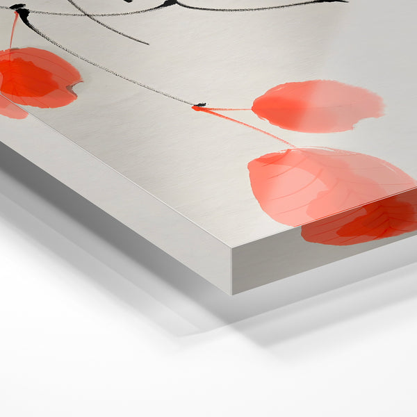 Branche de lanternes rouges et oiseaux noirs — Verre acrylique