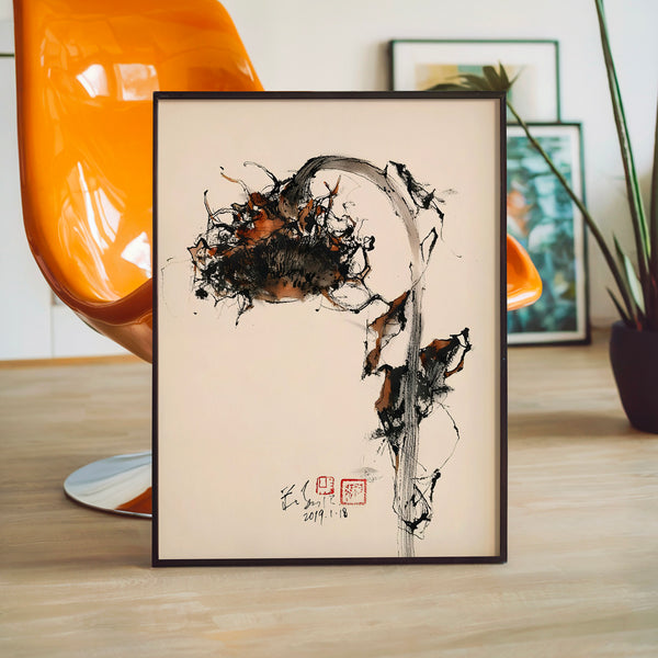 Feuilles séchées et brindilles, étude botanique — Poster HP mat